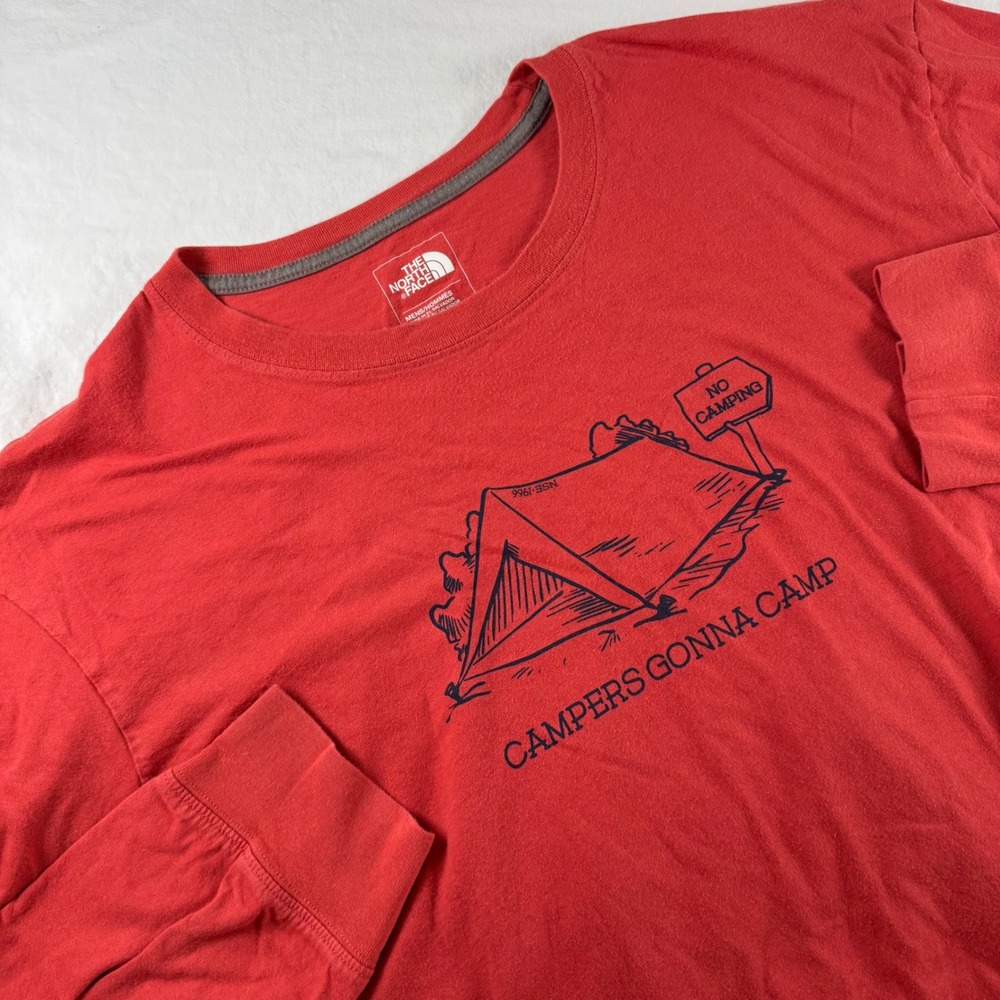 The North Face Men's XXL Orange Campers Gonna Camp Long Sleeve Graphic T-Shirt